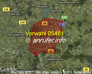 Vorwahlkarte 05461 – Bramsche Hase