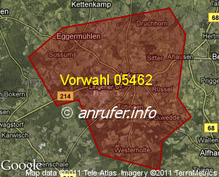 Vorwahlkarte 05462 – Ankum