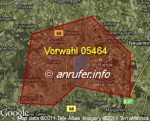 Vorwahlkarte 05464 – Alfhausen