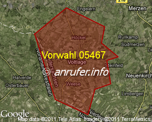 Vorwahlkarte 05467 – Voltlage