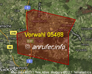 Vorwahlkarte 05468 – Bramsche-Engter