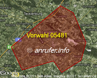 Vorwahlkarte 05481 – Lengerich Westf