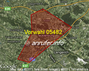 Vorwahlkarte 05482 – Tecklenburg