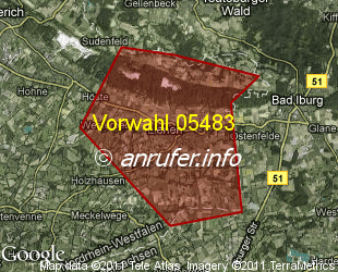 Vorwahlkarte 05483 – Lienen