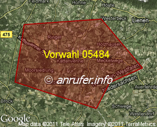 Vorwahlkarte 05484 – Lienen-Kattenvenne