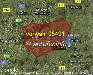Vorwahlkarte 05491 – Damme Dümmer