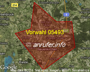 Vorwahlkarte 05493 – Neuenkirchen Kr Vechta