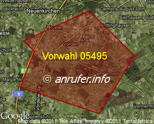 Vorwahlkarte 05495 – Vörden Kr Vechta