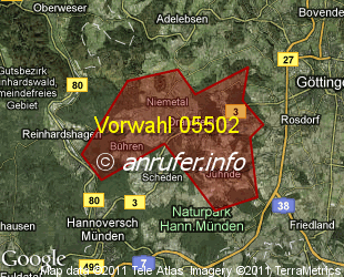 Vorwahlkarte 05502 – Dransfeld
