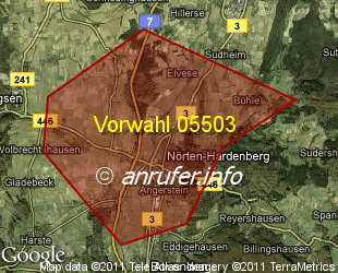 Vorwahlkarte 05503 – Nörten-Hardenberg
