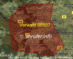 Vorwahlkarte 05507 – Ebergötzen