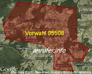 Vorwahlkarte 05508 – Gleichen-Rittmarshausen