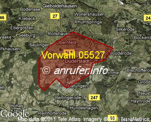 Vorwahlkarte 05527 – Duderstadt