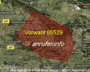 Vorwahlkarte 05529 – Rhumspringe