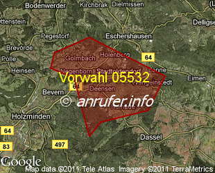 Vorwahlkarte 05532 – Stadtoldendorf