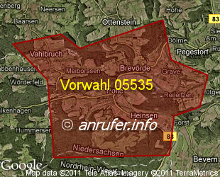 Vorwahlkarte 05535 – Polle