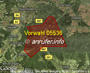 Vorwahlkarte 05536 – Holzminden-Neuhaus