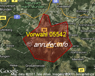 Vorwahlkarte 05542 – Witzenhausen