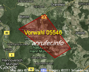 Vorwahlkarte 05546 – Scheden