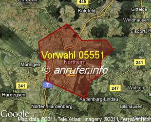 Vorwahlkarte 05551 – Northeim