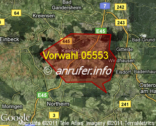 Vorwahlkarte 05553 – Kalefeld
