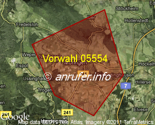 Vorwahlkarte 05554 – Moringen
