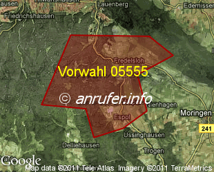 Vorwahlkarte 05555 – Moringen-Fredelsloh