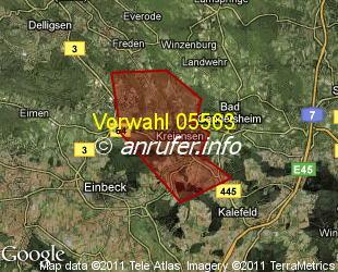 Vorwahlkarte 05563 – Kreiensen