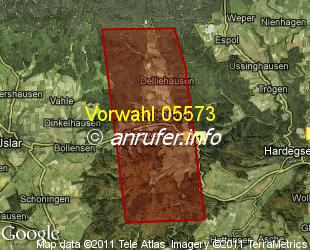 Vorwahlkarte 05573 – Uslar-Volpriehausen