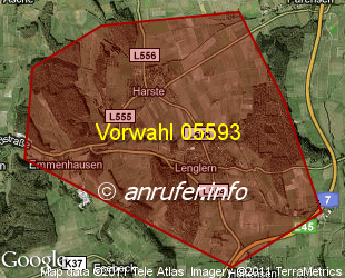 Vorwahlkarte 05593 – Bovenden-Lenglern