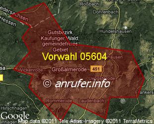 Vorwahlkarte 05604 – Grossalmerode