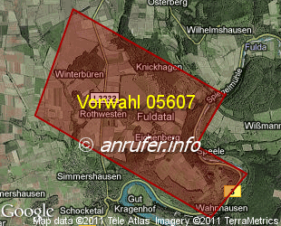 Vorwahlkarte 05607 – Fuldatal