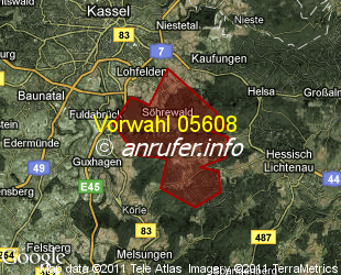 Vorwahlkarte 05608 – Söhrewald