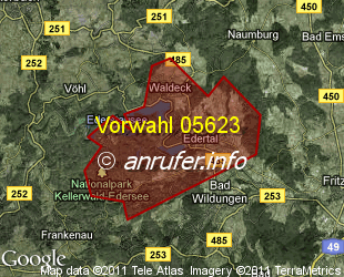 Vorwahlkarte 05623 – Edertal