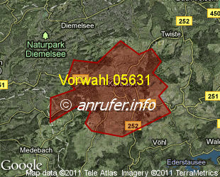 Vorwahlkarte 05631 – Korbach