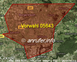 Vorwahlkarte 05643 – Borgentreich