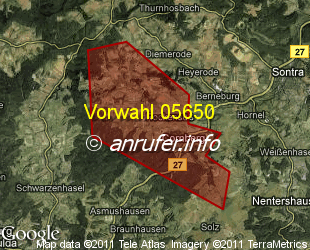 Vorwahlkarte 05650 – Cornberg