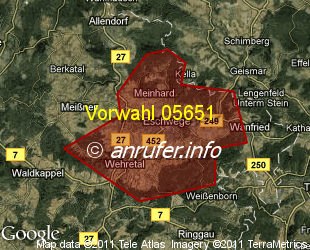 Vorwahlkarte 05651 – Eschwege