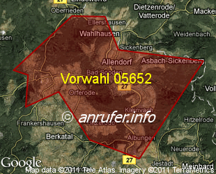 Vorwahlkarte 05652 – Bad Sooden-Allendorf