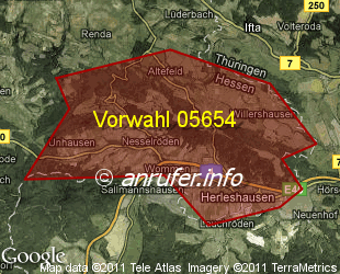 Vorwahlkarte 05654 – Herleshausen