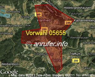 Vorwahlkarte 05655 – Wanfried