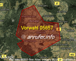 Vorwahlkarte 05657 – Meissner