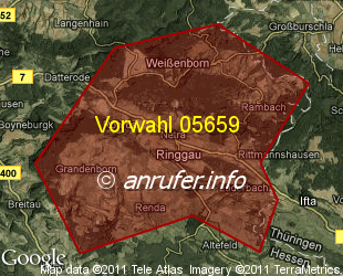 Vorwahlkarte 05659 – Ringgau