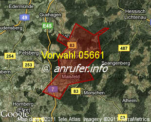 Vorwahlkarte 05661 – Melsungen