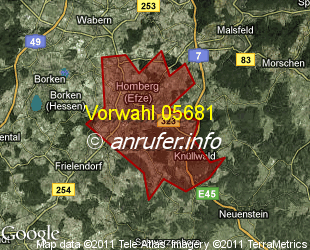 Vorwahlkarte 05681 – Homberg Efze