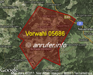 Vorwahlkarte 05686 – Schwarzenborn Knüll