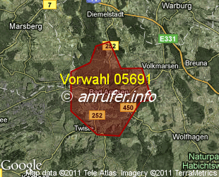 Vorwahlkarte 05691 – Bad Arolsen