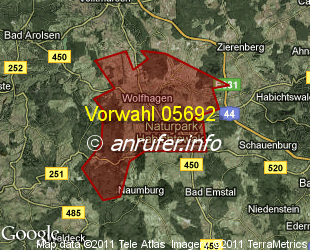 Vorwahlkarte 05692 – Wolfhagen