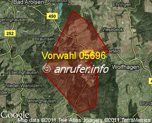 Vorwahlkarte 05696 – Bad Arolsen-Landau