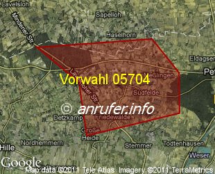 Vorwahlkarte 05704 – Petershagen-Friedewalde